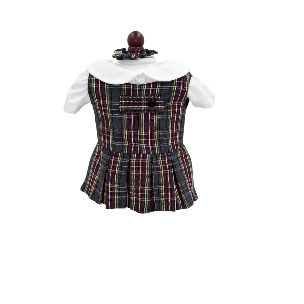 18 inch Doll Outfit-School Plaid Jumper Include Blouse and Hair Accessory/Add on Option: Sock and Shoe (Doll is not Included) (Zip Jumper Only, Plaid 43)