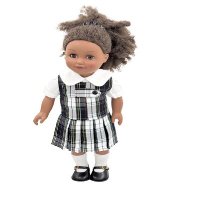18 inch Doll Outfit-School Plaid Jumper Include Blouse and Hair Accessory/Add on Option: Sock and Shoe (Doll is not Included) (Zip Jumper,Sock,Matte Black Shoe, Plaid 8B)