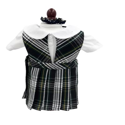 18 inch Doll Outfit-School Plaid Jumper Include Blouse and Hair Accessory/Add on Option: Sock and Shoe (Doll is not Included) (Split Jumper Only, Plaid 61)