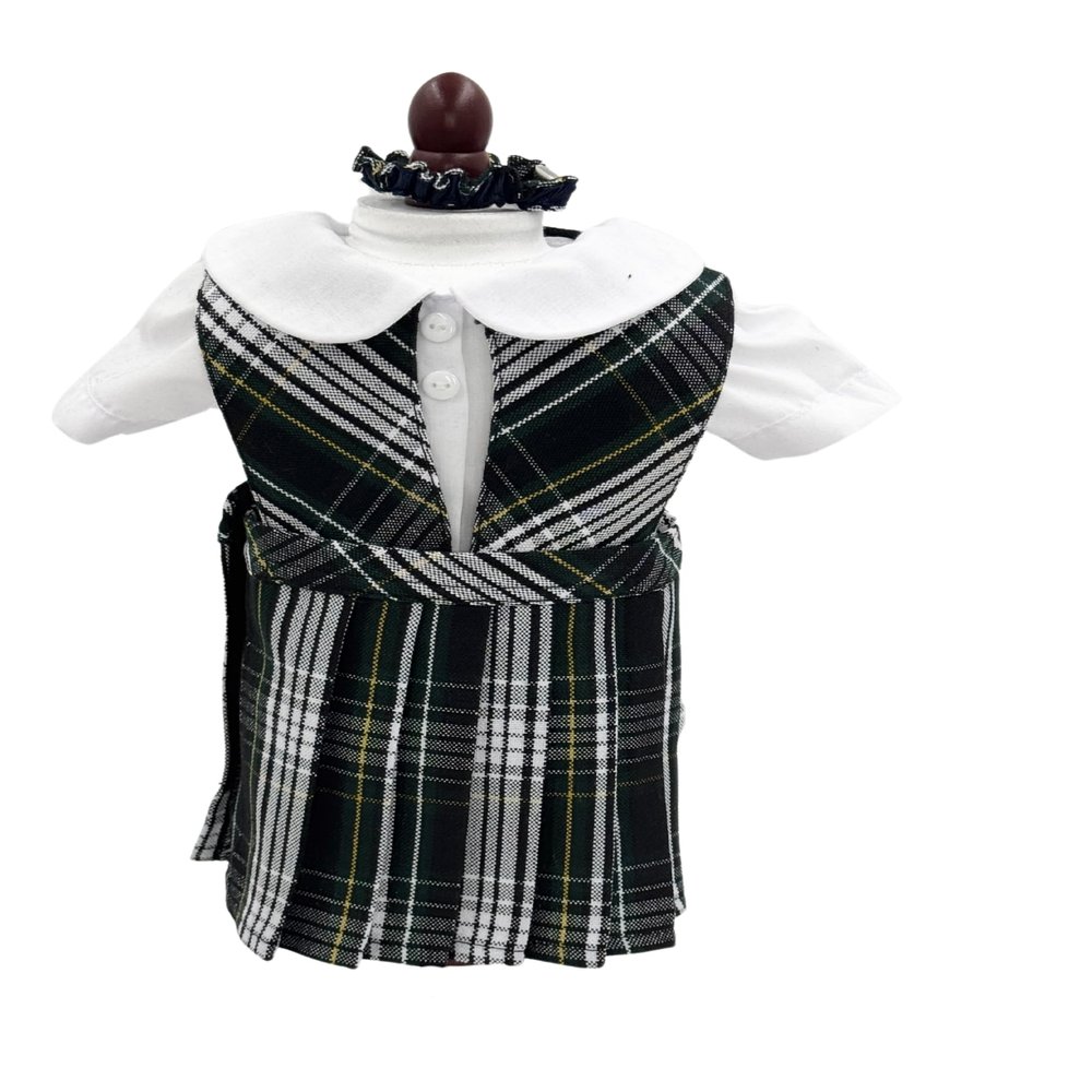 18 inch Doll Outfit-School Plaid Jumper Include Blouse and Hair Accessory/Add on Option: Sock and Shoe (Doll is not Included) (Split Jumper Only, Plaid 61)