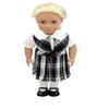 18 inch Doll Outfit-School Plaid Jumper Include Blouse and Hair Accessory/Add on Option: Sock and Shoe (Doll is not Included) (Split Jumper,Sock,Shiny Black Shoe, Plaid 8B) view 1