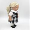 18 inch Doll Outfit-School Plaid Jumper Include Blouse and Hair Accessory/Add on Option: Sock and Shoe (Doll is not Included) (Split Jumper,Sock,Shiny Black Shoe, Plaid 8B) view 3