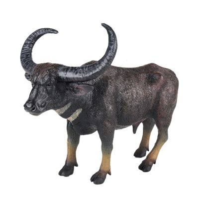 AENIMELY Black Buffalo Animal Figures Longhorn Livestock Buffalo Figurine Farm Animal Model Fun Educational Play Toy for Kids Farm Scene Decor