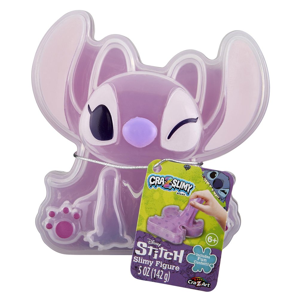 Disney Angel Stitch Premium Pre-Made Slime, 8 oz Glossy, Stretchy, Super Soft, Pink Slime, Stitch Shaped Confetti Add-Ins, Great 6 Year Old Toys