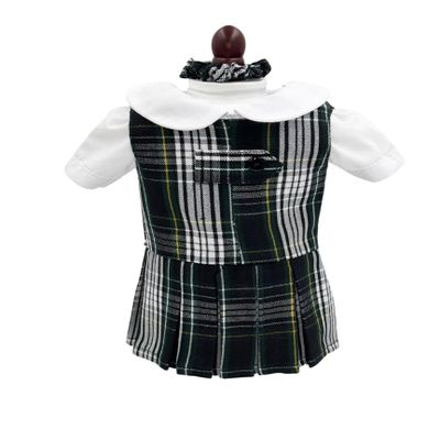 18 inch Doll Outfit-School Plaid Jumper Include Blouse and Hair Accessory/Add on Option: Sock and Shoe (Doll is not Included) (Zip Jumper Only, Plaid 61)
