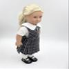 18 inch Doll Outfit-School Plaid Jumper Include Blouse and Hair Accessory/Add on Option: Sock and Shoe (Doll is not Included) (Split Jumper,Sock,Matte Black Shoe, Plaid 42) view 3