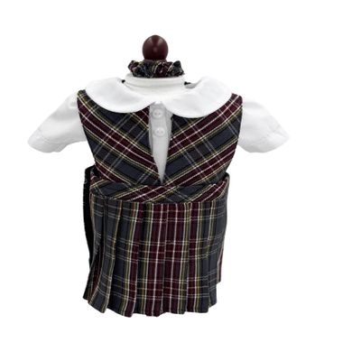 18 inch Doll Outfit-School Plaid Jumper Include Blouse and Hair Accessory/Add on Option: Sock and Shoe (Doll is not Included) (Split Jumper Only, Plaid 43)