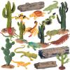 AENIMELY 20pcs Desert Animal Figurines Set  Includes Scorpion, Lizard, Trees & Cactus  Desert Diorama Playset for Kids, Birthday Cake Toppers, Party Decorations view 1