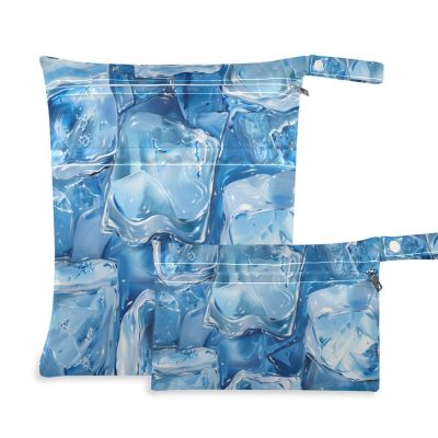 Amooorous Blue Transparent Ice Cubes waterproof waterproof dry bag 2 Pack wet bag for swimsuit with handles for travel, beach
