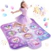 Dance Mat Toy for 3-12 Year Old Girls, Electronic Dance Pad with Wireless Bluetooth,Frozen 8-Button Music Princess Toys Play Mat for Kids with LED Light, Built-in Music, Toddlers Birthday Gift Ages 3+ view 1
