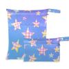 Amooorous Cartoon Checkered Plaid Star Blue waterproof wet diaper bag 2 Pack travel essentials for babies with handles for daycare, travel view 1