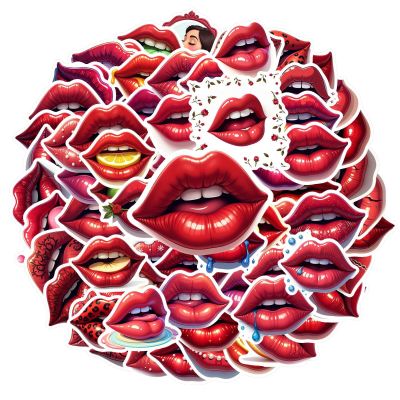 100Pcs Cartoon Lip Stickers, Waterproof Lip Sticker for Water Bottle Laptop Phone Cases Planner Skateboard Luggage Helmet Party Favor Decor, Ideal for Adults Teens Teacher Rewards C2C46