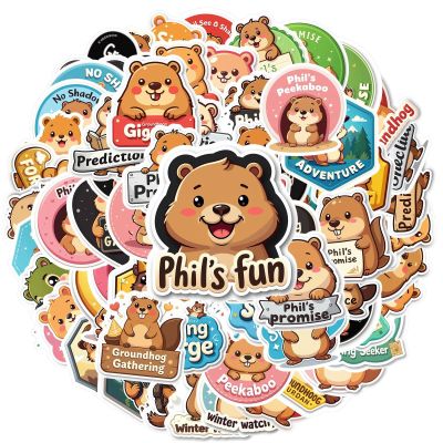 100Pcs Cartoon Groundhog Day Stickers, Waterproof Groundhog Day Sticker for Water Bottle Laptop Phone Planner Skateboard Luggage Helmet Party Favor Decor, Ideal for Adults Teens Teacher Rewards C142K