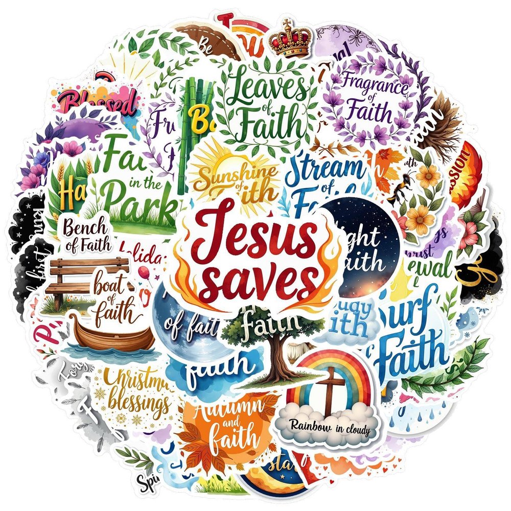 100Pcs Cartoon Bible Stickers, Waterproof Bible Sticker for Water Bottle Laptop Phone Cases Planner Skateboard Luggage Helmet Party Favor Decor, Ideal for Adults Teens Teacher Rewards C2C4X