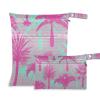 Amooorous Pink Tropical Palm reusable wet swimsuit bag 2 Pack travel essentials for flying with handles for baby diapers, bathing view 1