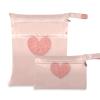 Amooorous Cartoon Cute Pink Valentine Heart mess-proof swim suit bags 2 Pack travel essentials for baby with handles for bathing, daycare view 1