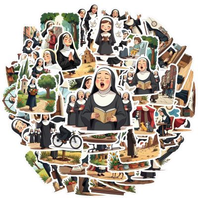 100Pcs Cartoon Nun Stickers, Waterproof Nun Sticker for Water Bottle Laptop Phone Cases Planner Skateboard Luggage Helmet Party Favor Decor, Ideal for Adults Teens Teacher Rewards C286Q