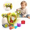 BYFWH 5 in 1 Montessori Sensory Toy for Toddlers 1-3, Activity Cube Baby Toys, Infant Pulling Toy with Shape Sorter & Silicone String, Snail Push-to-go Car for Travel Play, Gift for Boy Girl view 1