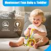 BYFWH 5 in 1 Montessori Sensory Toy for Toddlers 1-3, Activity Cube Baby Toys, Infant Pulling Toy with Shape Sorter & Silicone String, Snail Push-to-go Car for Travel Play, Gift for Boy Girl view 3