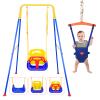 4 in 1 Toddler Swing Set & Baby Jumper, Heavy Duty Kids Swing with Bouncer, Foldable Metal Stand for Indoor & Outdoor, Easy Install & Store (Blue) view 1