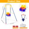 4 in 1 Toddler Swing Set & Baby Jumper, Heavy Duty Kids Swing with Bouncer, Foldable Metal Stand for Indoor & Outdoor, Easy Install & Store (Blue) view 2