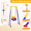 4 in 1 Toddler Swing Set & Baby Jumper, Heavy Duty Kids Swing with Bouncer, Foldable Metal Stand for Indoor & Outdoor, Easy Install & Store (Blue) view 4