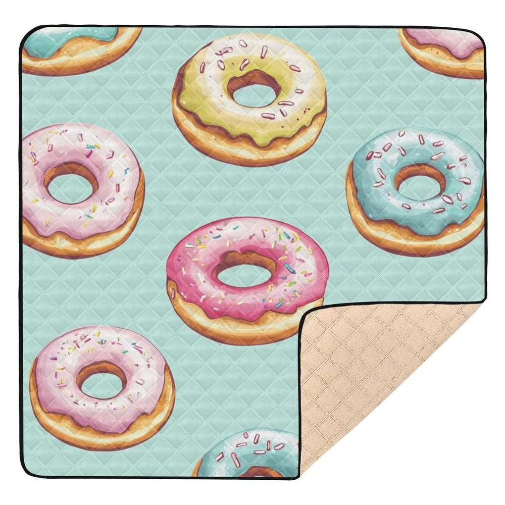 Kigai Doughnut Baby Play Mat for Floor 50'' x 50'' Soft & Anti- Slip Crawling Mat Playpen Mat Waterproof Foldable Playmat for Infants, Babies, Toddlers