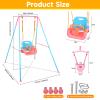 4 in 1 Toddler Swing Set & Baby Jumper, Heavy Duty Kids Swing with Bouncer, Foldable Metal Stand for Indoor & Outdoor, Easy Install & Store (Blue Pink) view 2