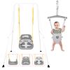 4 in 1 Toddler Swing Set & Baby Jumper, Heavy Duty Kids Swing with Bouncer, Foldable Metal Stand for Indoor & Outdoor, Easy Install & Store (White) view 1