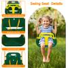 4 in 1 Toddler Swing Set & Baby Jumper, Heavy Duty Kids Swing with Bouncer, Foldable Metal Stand for Indoor & Outdoor, Easy Install & Store (Dark Green) view 3