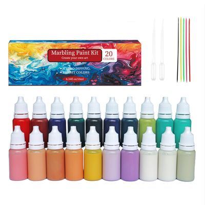 27 Pcs DIY Watercolor Marbling Paint Kit Chalk Paste, Watercolor Painting Set Acrylic Pouring Paint Crafts 20 Colors, Water Marble Paint DIY Painting Kit for For Canvas Stonge Wood Art Craft Supplies
