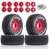 110mm 1/10 RC Short Course Truck Wheels and Tires 12mm Hex 4PCS RC Off Road Tyres for 1/10 RC Off-Road Car Traxxas TRX4 Slash Arrma Losi Tenacity Redcat Hpi HSP RC Buggy Car and refit W29 (Red) view 1