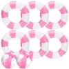 Whaline 8Pcs White Pink Inflatable Swimming Float Toy Set Striped 22.8 in Swim Ring 9 in Beach Ball Fun Print Pool Tube Pool Ball for Teen Boy Girl Summer Swimming Beach Party view 1