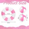 Whaline 8Pcs White Pink Inflatable Swimming Float Toy Set Striped 22.8 in Swim Ring 9 in Beach Ball Fun Print Pool Tube Pool Ball for Teen Boy Girl Summer Swimming Beach Party view 2