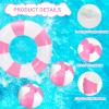 Whaline 8Pcs White Pink Inflatable Swimming Float Toy Set Striped 22.8 in Swim Ring 9 in Beach Ball Fun Print Pool Tube Pool Ball for Teen Boy Girl Summer Swimming Beach Party view 3