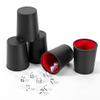 5X Dice Cup Set, PU Leather Dice Shaker Cups with 30 Dices for Bar Party Yahtzee Farkle Dice Games, Coffee (5, Black Red) view 1