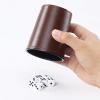 5X Dice Cup Set, PU Leather Dice Shaker Cups with 30 Dices for Bar Party Yahtzee Farkle Dice Games, Coffee (5, Brown) view 4