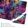 500 Piece Puzzles for Adults, Neon Rainbow Grim Reaper Demon Soul Space Black Wood Jigsaw Puzzles, Funny Challenging Puzzles, Great Gift for Family Friends view 2