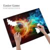 500 Piece Puzzles for Adults, Sports Soccer Ball Colorful Fire and Ice Abstract Wood Jigsaw Puzzles, Funny Challenging Puzzles, Great Gift for Family Friends view 3