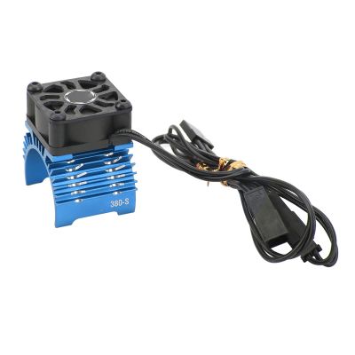 32000RPM High Speed RC Motor Cooling Fan Heat Sink with Aluminum Alloy for 28mm 29mm 380 Brushless Motors | Sturdy Black for 1/8 1/10 RC Cars (Blue)