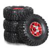 1.0in RC Crawler Tires(w/Foam Inserts Fit) and Aluminum Beadlock Wheels 7mm Hex for 1/18 1/24 Axial 90081 AX24 FCX24M FMS SCX24 RC Truck Tires refit Use (Red) view 1