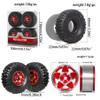1.0in RC Crawler Tires(w/Foam Inserts Fit) and Aluminum Beadlock Wheels 7mm Hex for 1/18 1/24 Axial 90081 AX24 FCX24M FMS SCX24 RC Truck Tires refit Use (Red) view 2