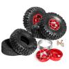 1.0in RC Crawler Tires(w/Foam Inserts Fit) and Aluminum Beadlock Wheels 7mm Hex for 1/18 1/24 Axial 90081 AX24 FCX24M FMS SCX24 RC Truck Tires refit Use (Red) view 3
