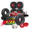 1.0in RC Crawler Tires(w/Foam Inserts Fit) and Aluminum Beadlock Wheels 7mm Hex for 1/18 1/24 Axial 90081 AX24 FCX24M FMS SCX24 RC Truck Tires refit Use (Red) view 4