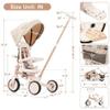7 in 1 Baby Tricycle, Foldable Toddler Tricycle with Removable and Adjustable Parent Handle, Toddler Push Bike with Removable Pedal, Canopy, and Guardrail, Tricycle for 12-72 Months (Light Brown) view 2