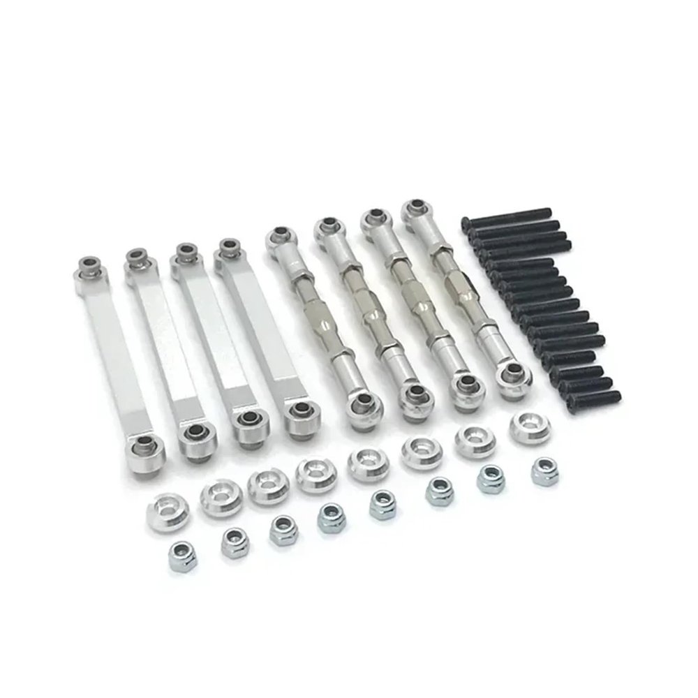 Compatible with MN D90 D91 D96 D99 D99S MN90 MS 1/12 RC Car Upgrade Parts Metal for Chassis Pull Rods Link Suspension Tie Rod RC Tie Link Rods(Silver)