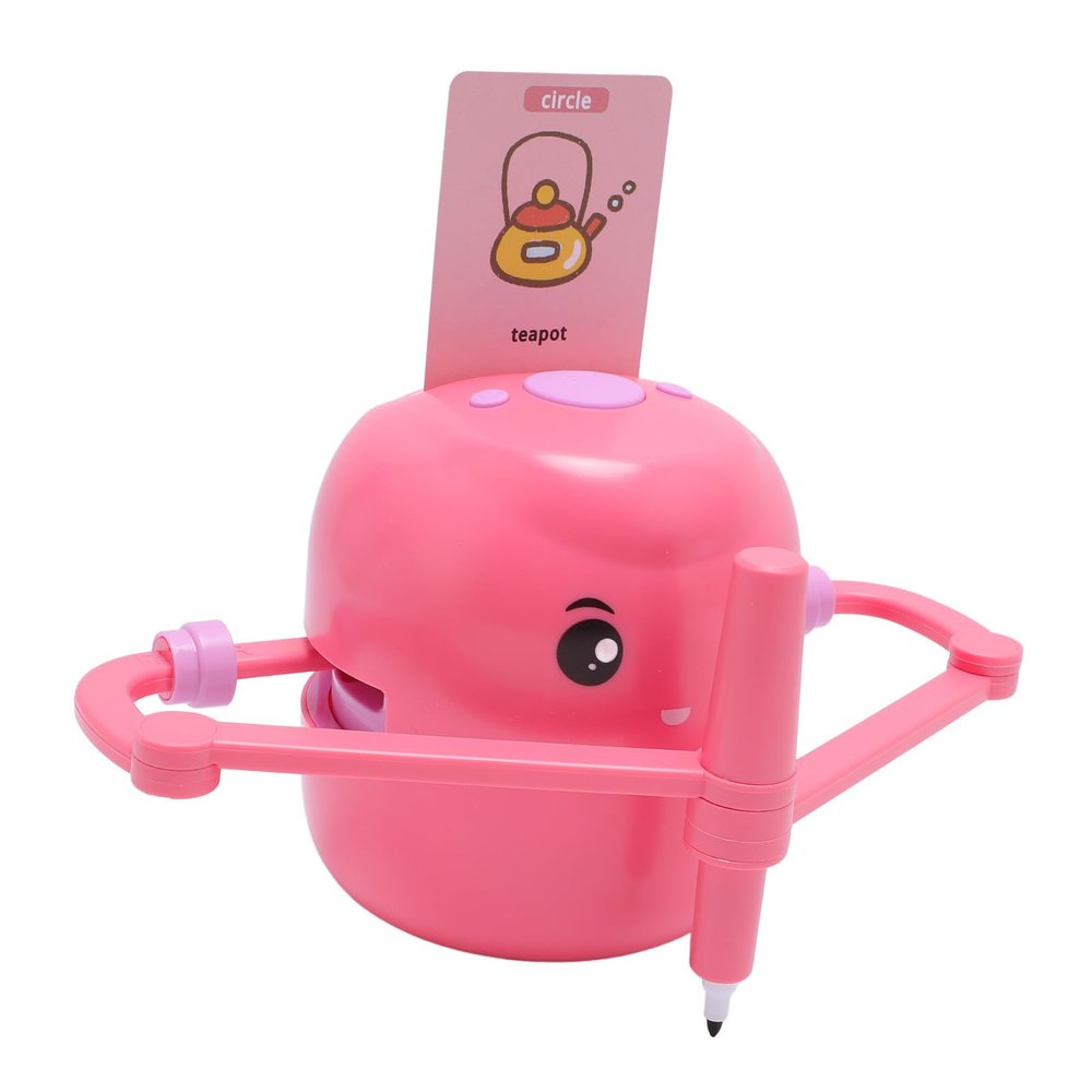 ASHATA Interactive Educational Drawing Robot, Auto Smart Drawing Robot with 100 Cards & 2 Brushes, Art Enlightenment Montessori Painting Learning Tools (Rose Red)