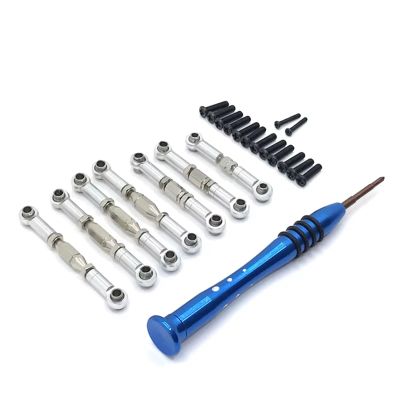 Compatible with Wltoys 144002 144001 124016 124017 124018 124019 RC Car Upgrade Parts Metal Linkage Servo Pull Steering Tie Rod Set RC Tie Link Rods(Silver)