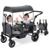 ELEMARA Foldable Wagon Stroller, Stroller Wagon for 2 Kids, Premium All Terrain Wagon for Kids with Removable Canopy, Adjustable Push/Pull Handle, Harnesses, Large Storage Bag, Grey view 1