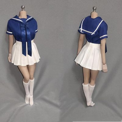 1/6 Scale Female Clothes, Student Pleated Skirt JK Uniform Suit School Girl Outfit Clothing for 12-inches Action Figure, 1/6 Girl Costume Short Sailor Suit with Tie Accessory